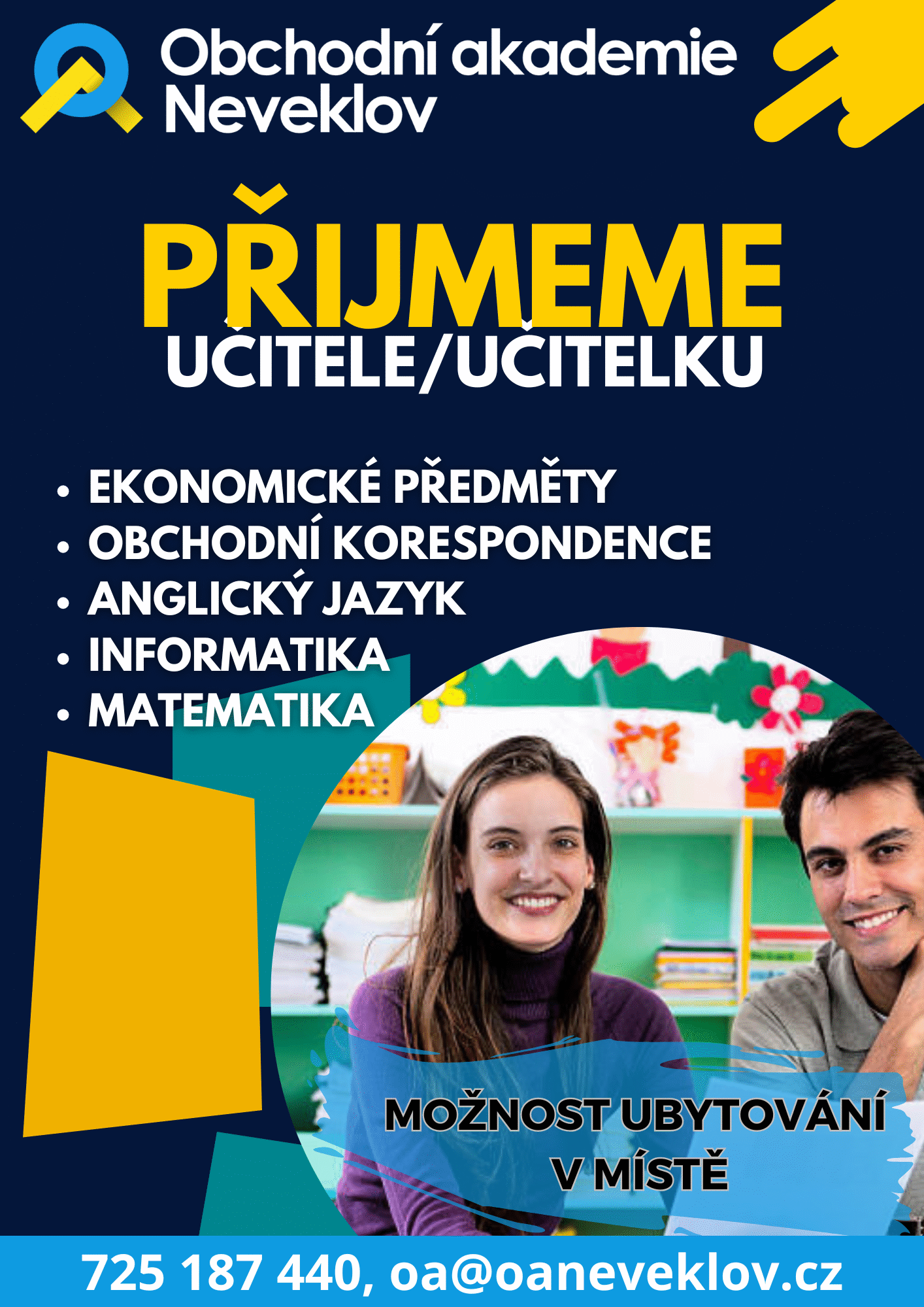Obchodní akademie Neveklov přijme učitele/učitelku